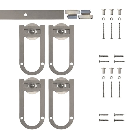 Quiet Glide Soft Close 48" Satin Nickel Horseshoe Min Double Barn Door Hardware NT.1310.08.SN-48-2-SC
